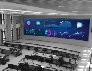 Room with digital LED screen for meetings, LED screen supplier Dubai