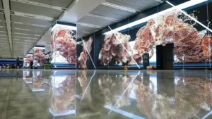 3D LED advertising screen in airport terminal