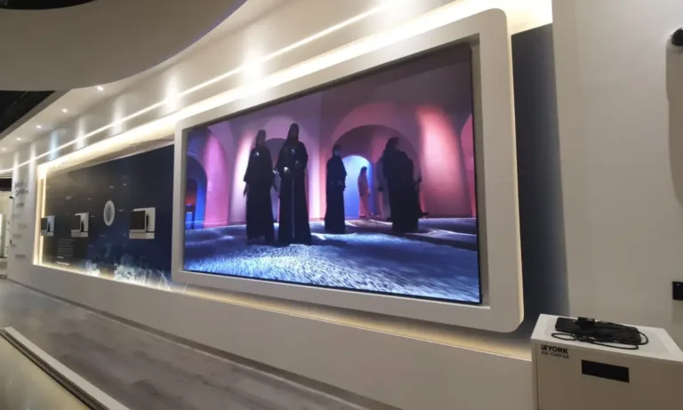 Indoor LED display screen showcased in indoor setting