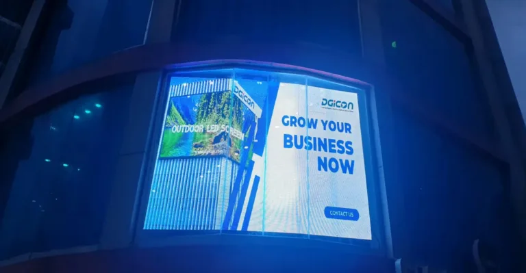 Transparent LED showcasing digital signage supplier advertisement Dubai