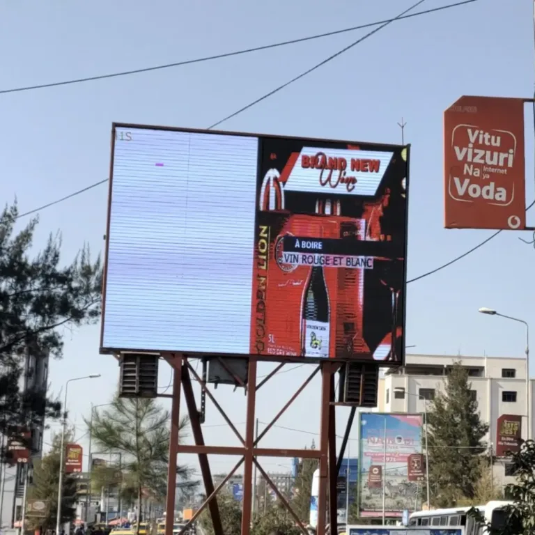 Large LED billboard showcasing advertisement