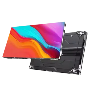 Indoor LED screen panel displaying colorful swirl pattern