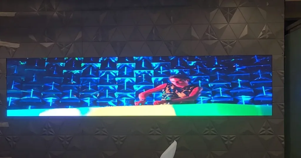 LED screen displaying industrial construction worker image