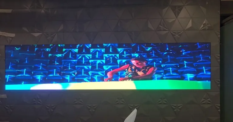 LED screen displaying industrial construction worker image