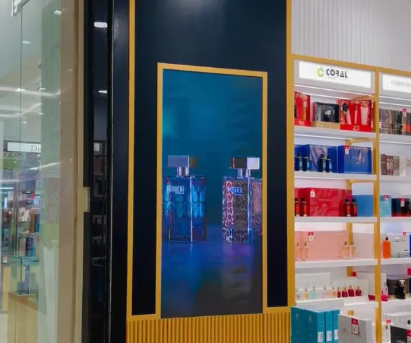 Indoor LED wall screen installed in a retail store