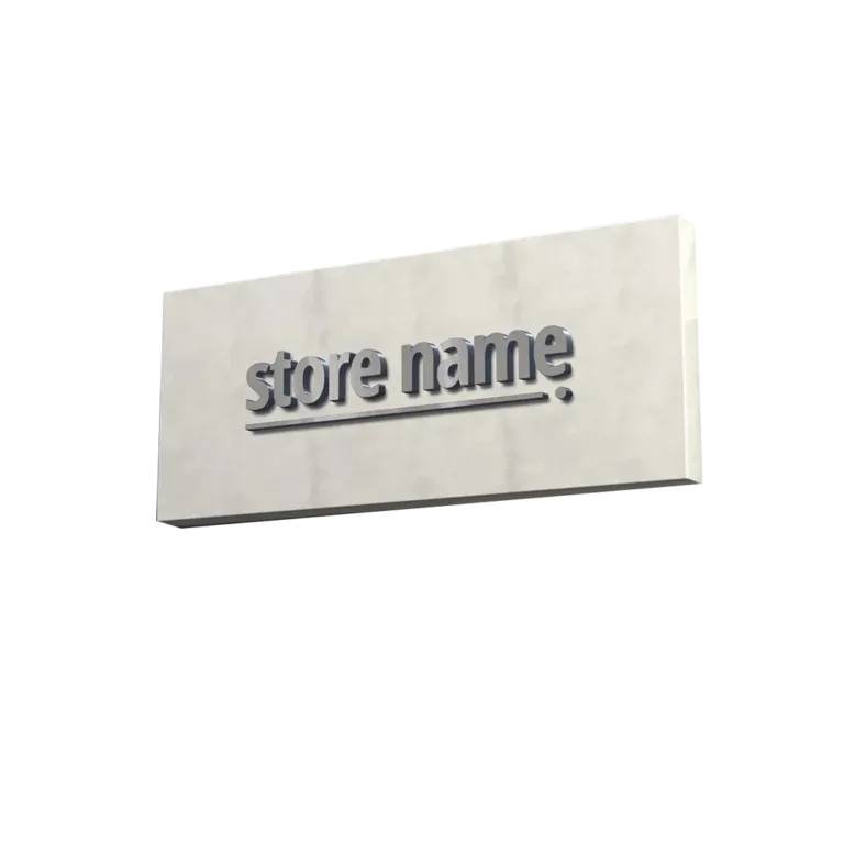 3D storefront signage with store name lettering
