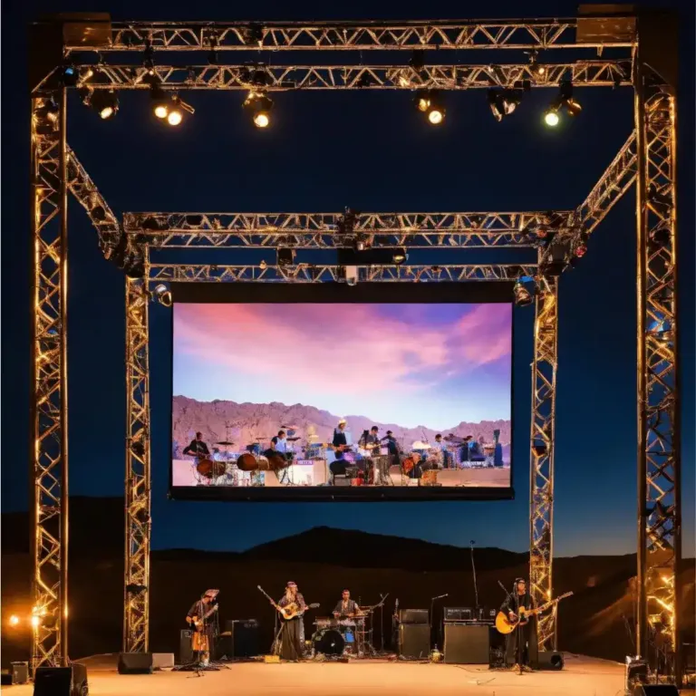Hanging outdoor LED display screen at event