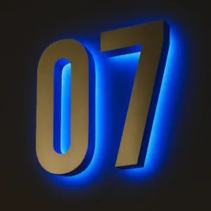 LED backlit 3D signboard displaying number '07'
