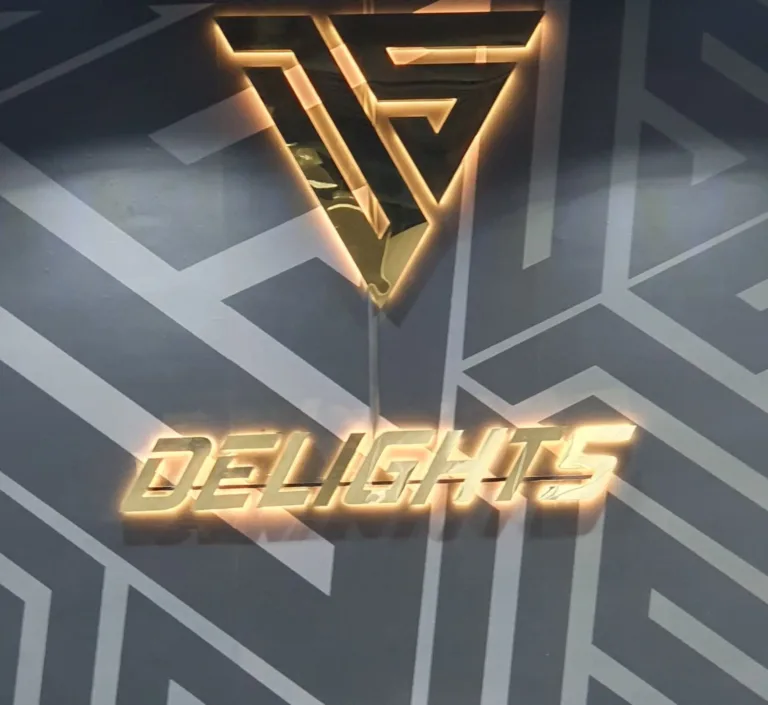 3D signage displaying 'Get Delights'