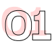 The numeral 01 in pink and black color