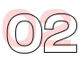 The numeral 02 in pink and black color