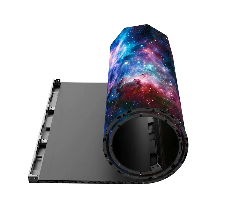 Foldable LED screen roll with colorful pattern