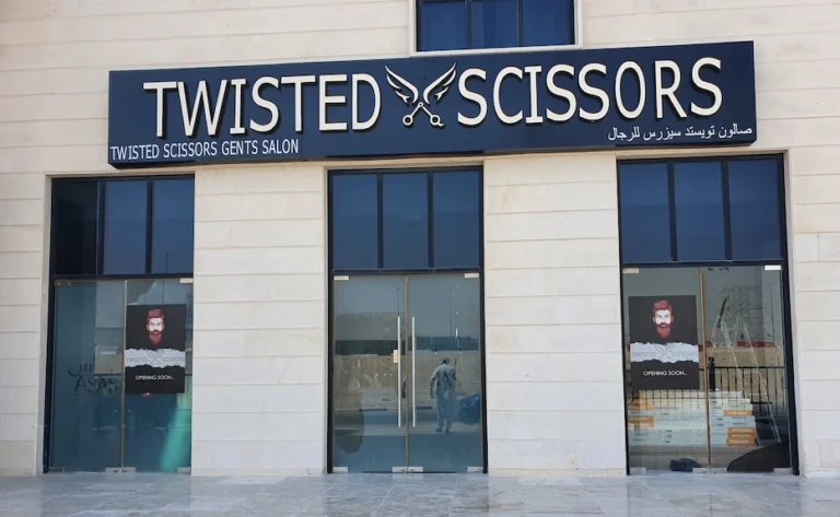 3D signage for Twisted Scissors barber shop in Dubai