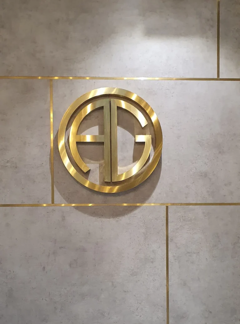 Wall-mounted 3D logo signage for AG Gold