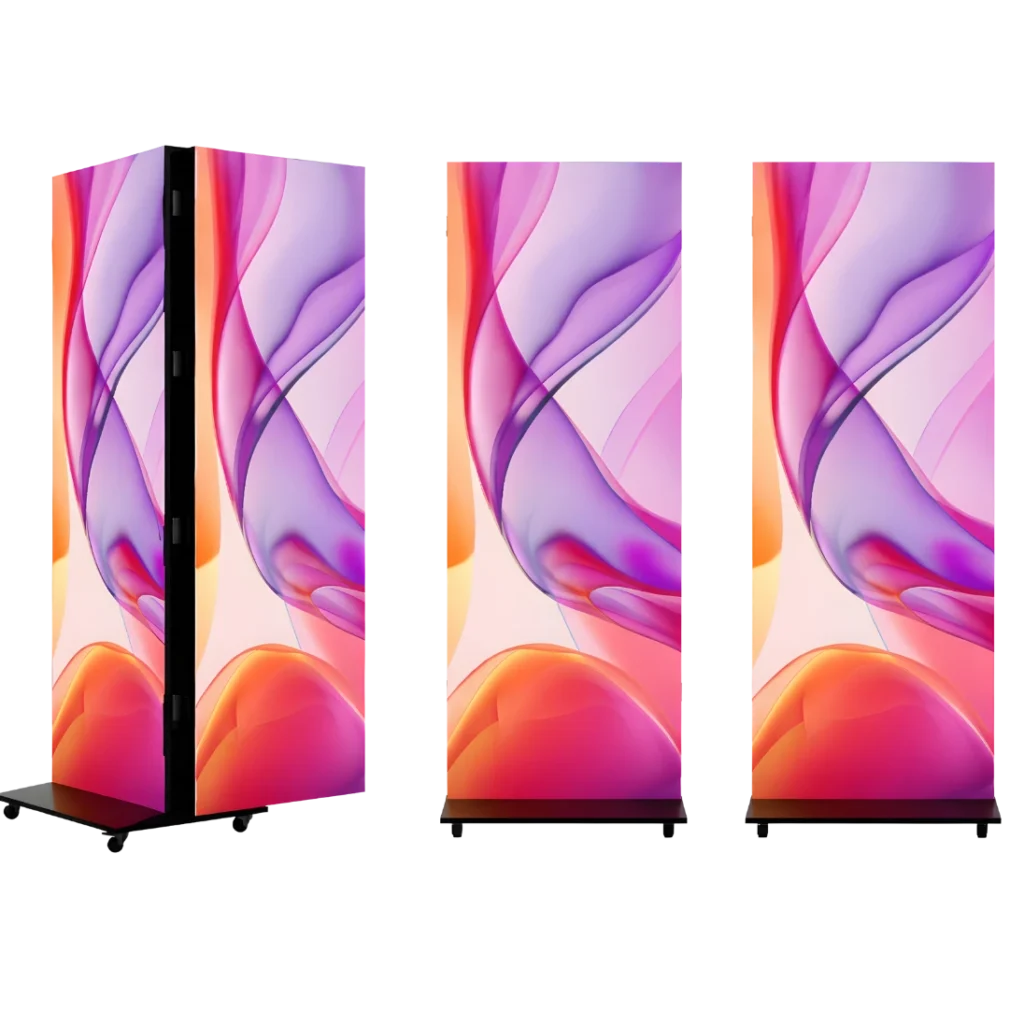 Dual-sided poster LED screen from a different angle