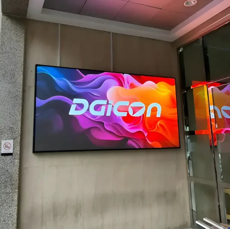 Outdoor LED screen mounted on building side wall
