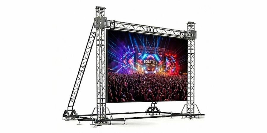 Rental LED screen displaying vibrant visuals for events